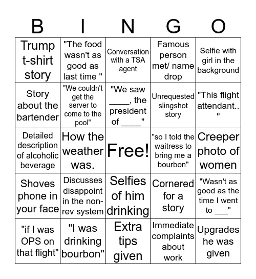 "back from vacation" Bingo Card