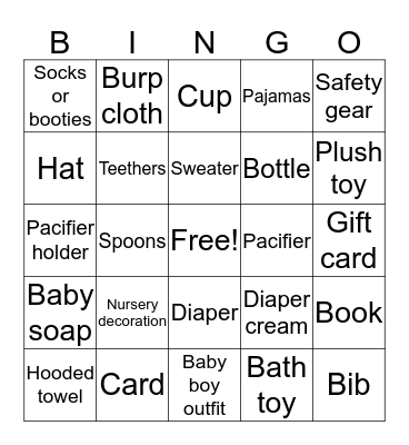 Baby Sprinkle Bingo Card