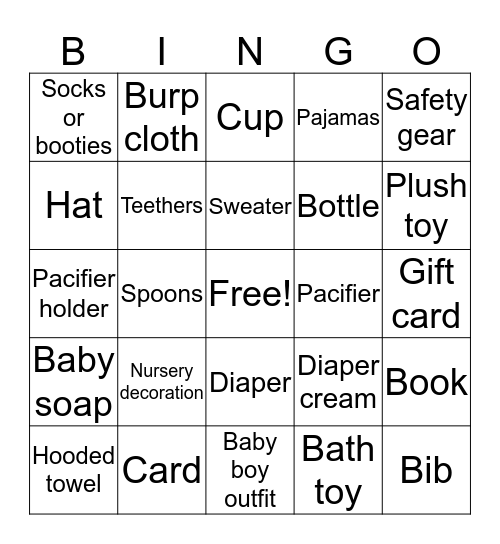 Baby Sprinkle Bingo Card