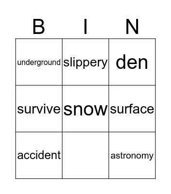 Where Do They Go in Rain or Snow Bingo Card