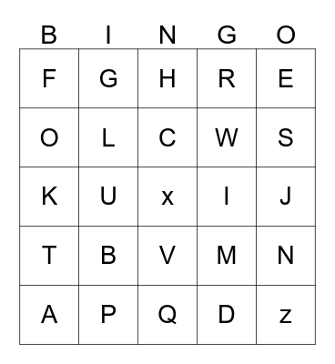 Alphabet Bingo Card
