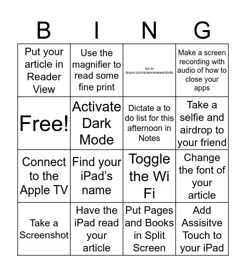 iPad Bingo Columbus Bingo Card