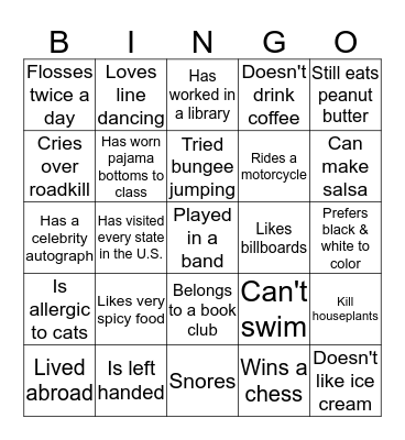 Ice Breaker Bingo Card