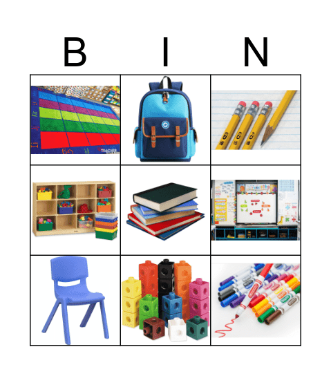 Cosas importantes que usamos en la escuela Bingo Card