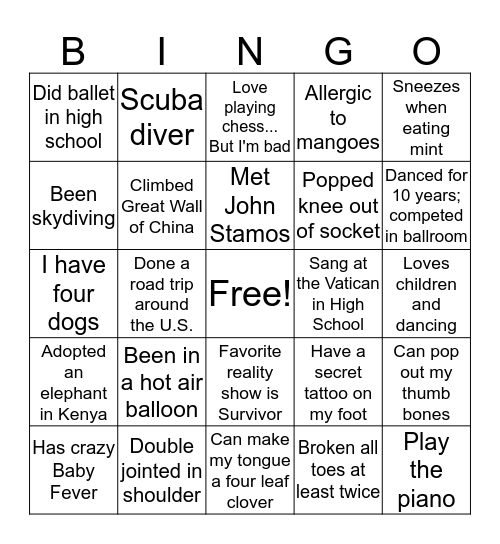 Estaprise Bingo Card