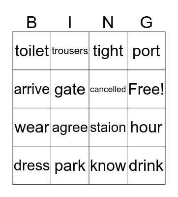 1F, unit 3, lesson 3/5 Bingo Card