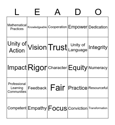 ACSA Leadership Bingo Card