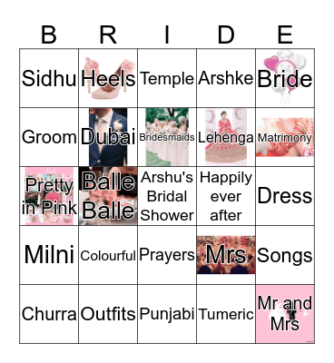 BalleBalleArshke Bridal Bingo Card