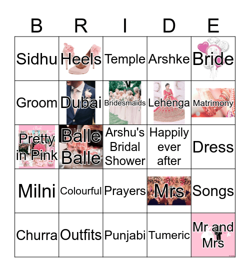 BalleBalleArshke Bridal Bingo Card