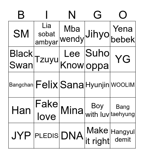 HGROJE97 BINGO  Bingo Card