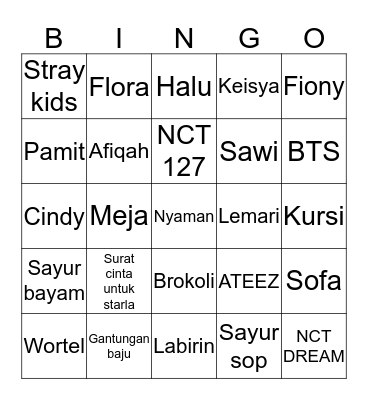Bingo Tete Bingo Card