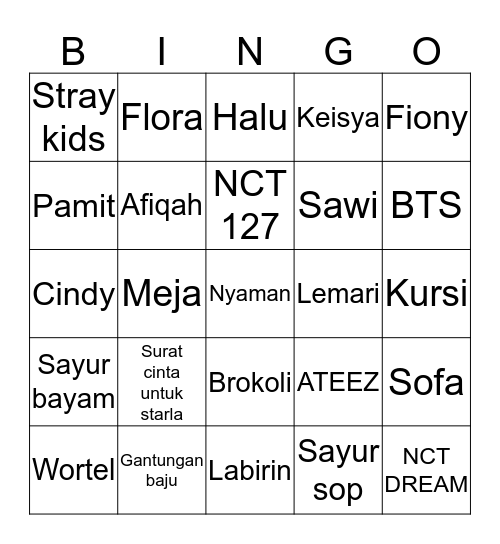 Bingo Tete Bingo Card