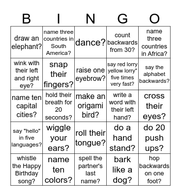 Will you be able to... Bingo Card