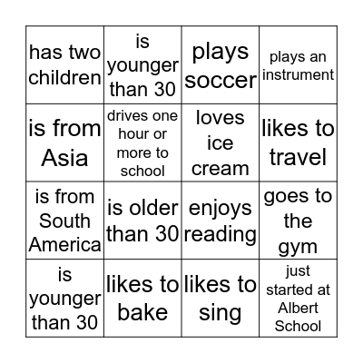 Find Someone Who... Bingo Card