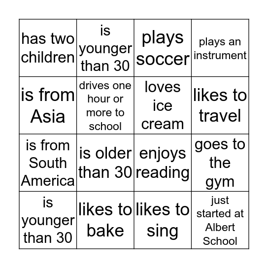 Find Someone Who... Bingo Card