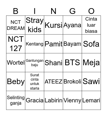 Bingo Tete Bingo Card
