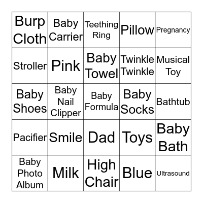 Gender Reveal Party Bingo Card