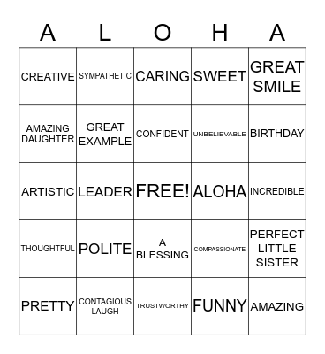 HAPPY BIRTHDAY MARINA!! Bingo Card