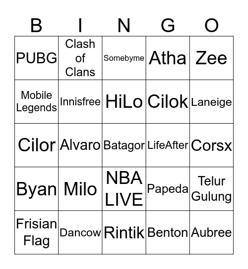 Alv-ayo 2 Bingo Card