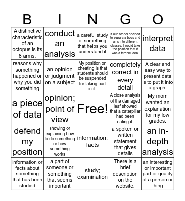Unit 1&2 Review Bingo Card