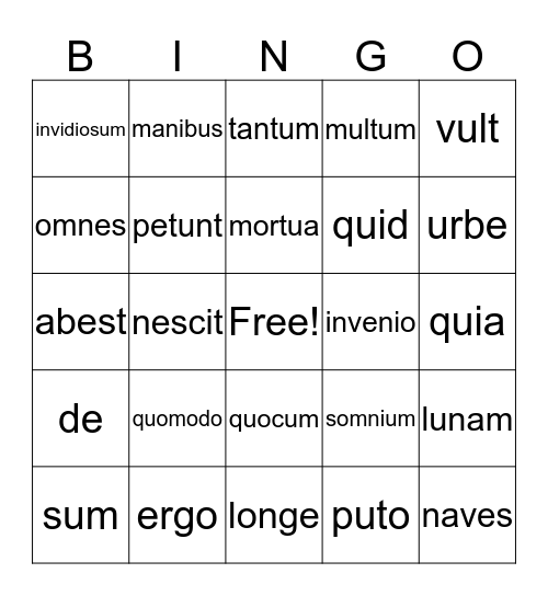 Midterm BINGO Card