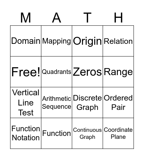 Unit 3 Vocab Review Bingo Card