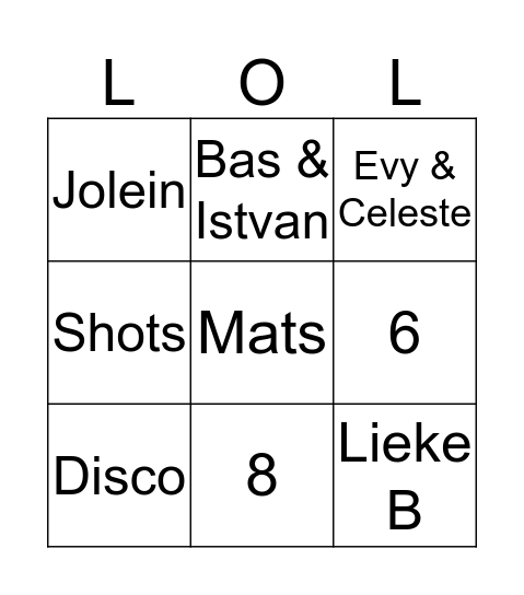 Bingo kroegentocht Bingo Card