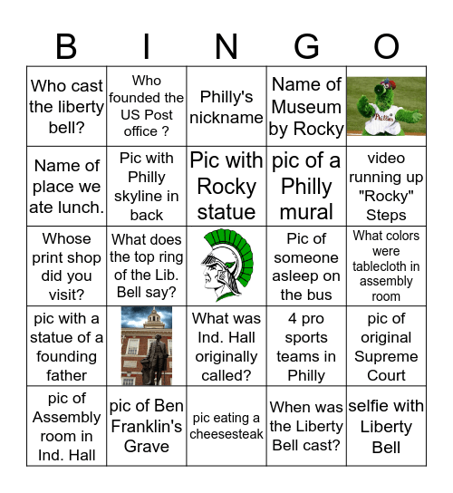 Philadelphia  Bingo Card