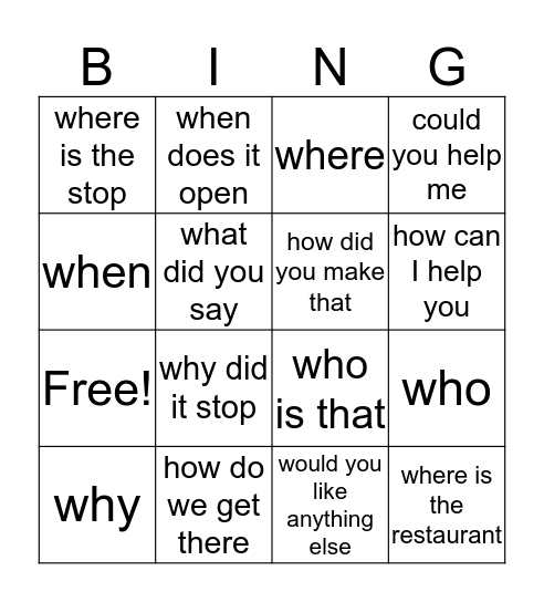 Questions? Bingo Card