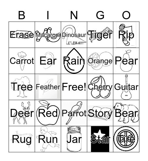 BINGO- Eat, Action, Animals Bingo Card