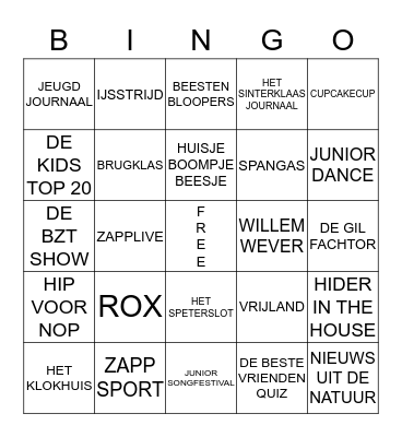 dubbel  progamma bingo Card