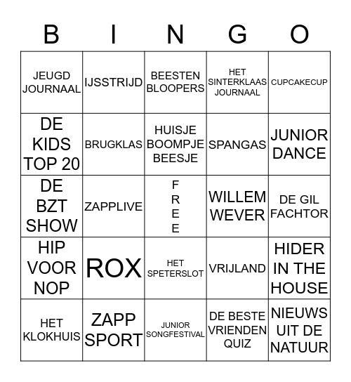 dubbel  progamma bingo Card