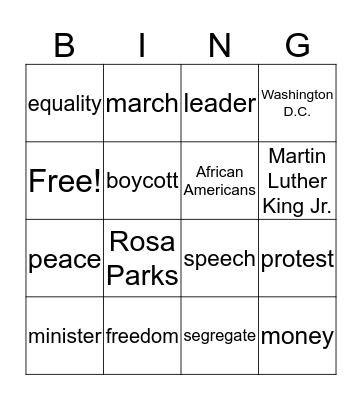 Vocabulary BINGO Card