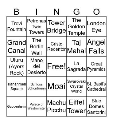 ICON BINGO - "Around the World" Bingo Card