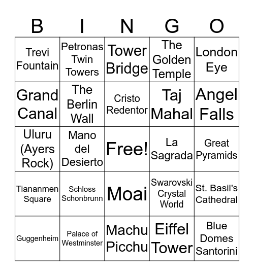 ICON BINGO - "Around the World" Bingo Card