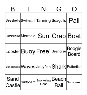 Beach BINGO Card