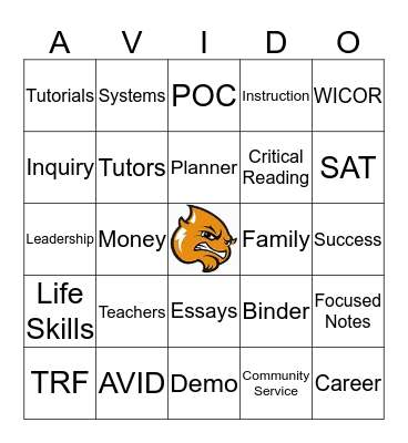 AVID Bingo  Bingo Card