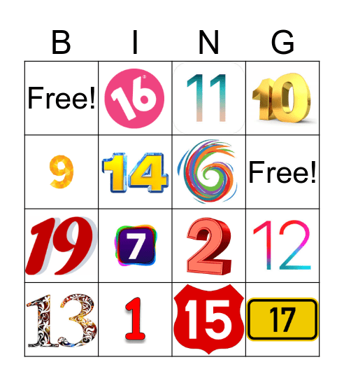 Los numeros 1-20 Bingo Card