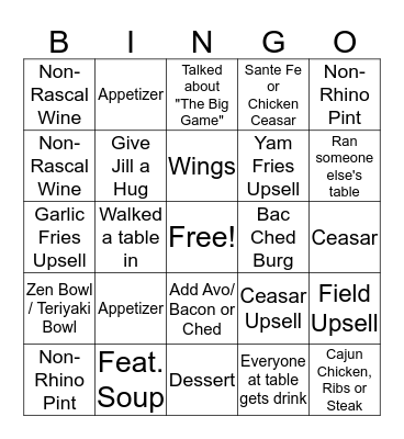 Earls Bingo Card