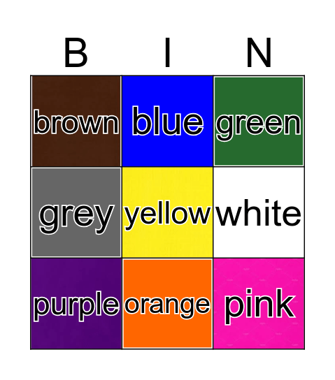 color bingo Card