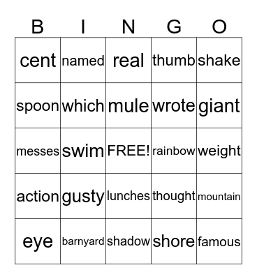Review Bingo Card
