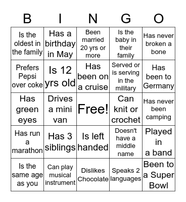 FIND SOMEONE WHO........ Bingo Card