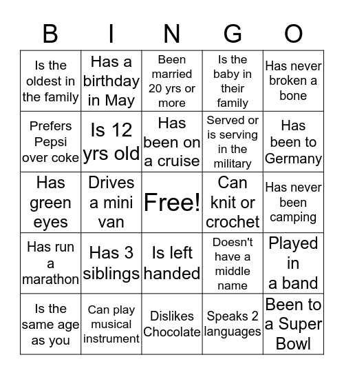FIND SOMEONE WHO........ Bingo Card