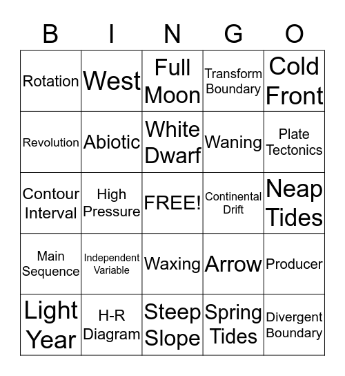 Bingo  Bingo Card