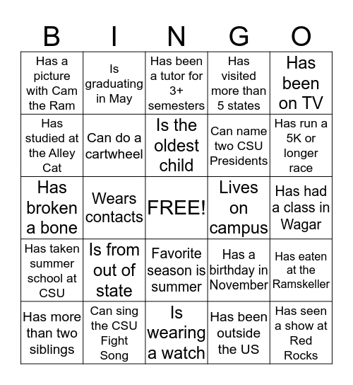 Get to Know the TILT Tutors! Bingo Card