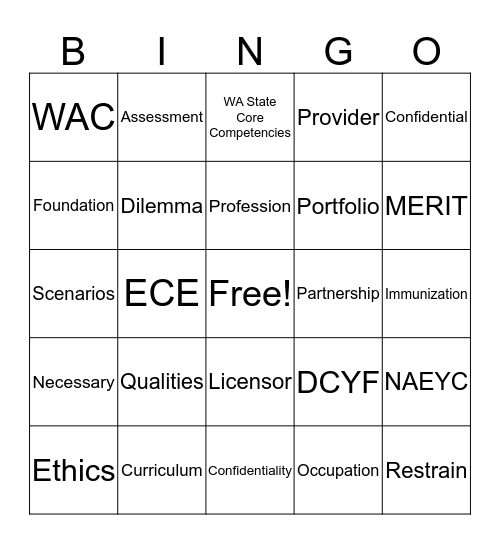 Module 1 Vocab BINGO Card