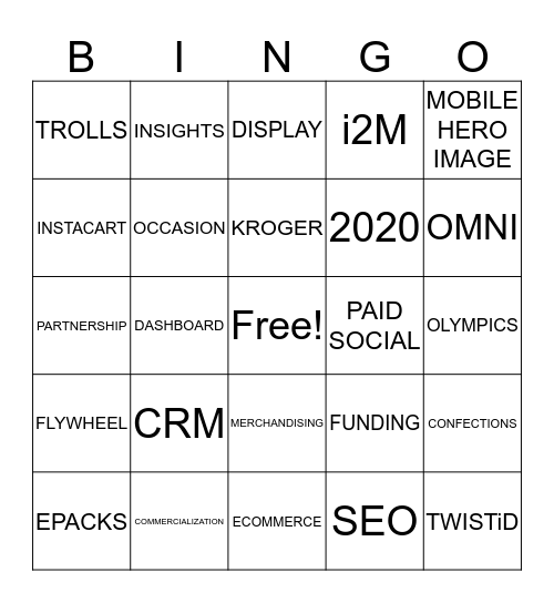 MARKETING  Bingo Card