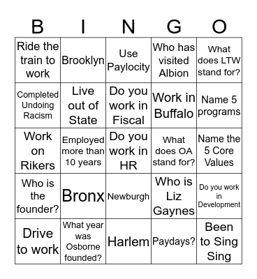 Osborne Bingo Card