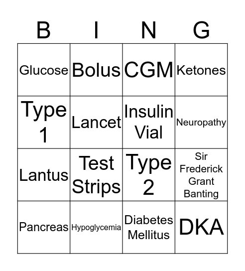 Dia-BINGO! Bingo Card