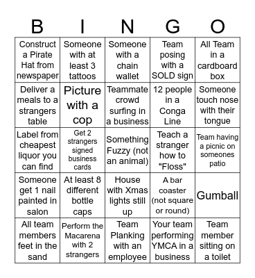 Scavenger Hunt Bingo Card